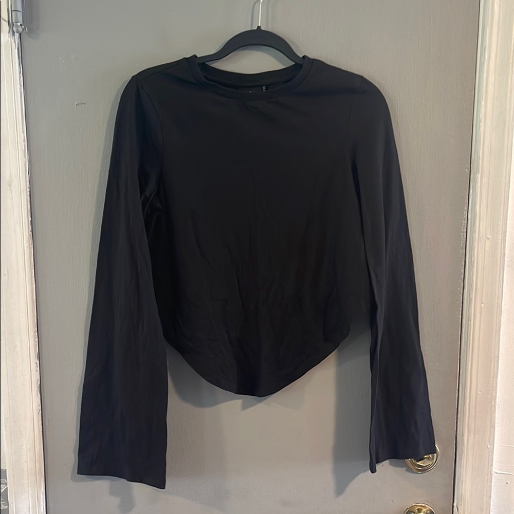 Urban Outfitters OFU Black Asymmetrical Long Sleeve Top Size M